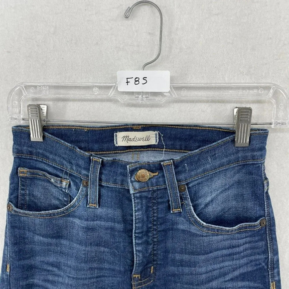 Madewell Jeans Womens 25 Blue Medium Wash High-Rise Skinny Distressed Raw Hem - Picture 11 of 11